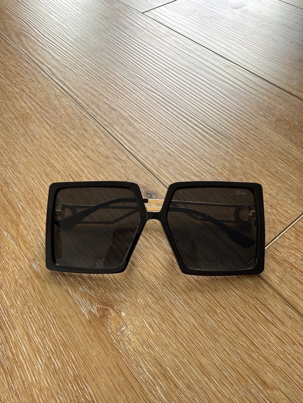 Black Square Oversized Women's Sunglasses with Subtle Gold Accent
